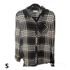 Womens Plaid Black and White Shirt Small long